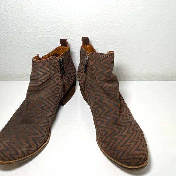 Lucky Brand Basel Booties Womens Size 8.5 Tribal Boho Ankle Boots Leather Suede - Picture 6 of 15